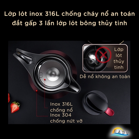 Bình Đựng Nước Giữ Nhiệt 2 Lít Cao Cấp Inox 316 Đạt Chất Lượng Đức SSGP