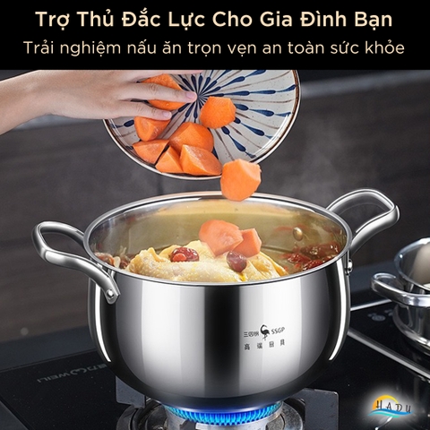 Nồi Hầm Inox 316L SSGP Đáy 5 Lớp, 22cm, 24cm, Kháng Khuẩn, Đạt Chất Lượng LFGB Đức