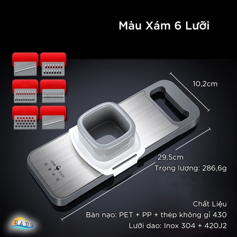 Bộ Nạo Rau Củ Đa Năng SSGP 6 Lưỡi Dao Inox, Kèm Dụng Cụ Bảo Vệ Tay, An Toàn, Đạt Chất Lượng LFGB Đức