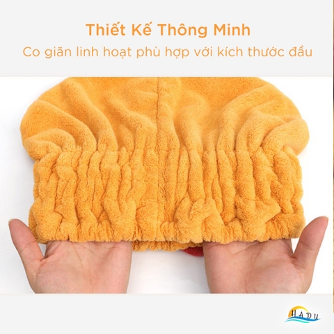Mũ Trùm Đầu Thấm Nước Cao Cấp – Polyester Cotton San Hô Lông Cừu, Chăm Sóc Tóc, Thấm Nước 280g/m2, Bảo Vệ Tóc Hiệu Quả HADU