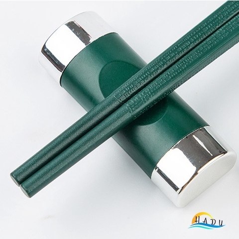 Bộ 5 Đôi Đũa Sợi Thủy Tinh HADU Họa Tiết Hoa Anh Đào, Kháng Khuẩn, Chống Trơn, 24.3cm, Màu Xanh Bắc Âu