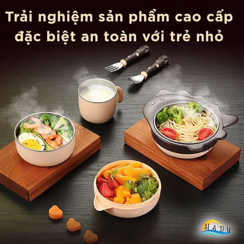 Bộ Bát Ăn Dặm Cho Bé Inox 316 Đạt Tiêu Chuẩn Chất Lượng LFGB Đức SSGP