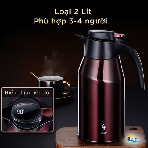 Bình Đựng Nước Giữ Nhiệt 2 Lít Cao Cấp Inox 316 Đạt Chất Lượng Đức SSGP
