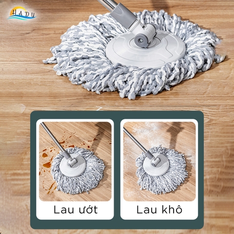 Bộ Lau Nhà Xoay 360° CCKO, Tự Giặt và Vắt Thông Minh, Kèm 2 Bông Lau Microfiber