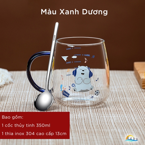 Cốc Thủy Tinh Chịu Nhiệt CCKO 350ml, Dùng Được Trên Bếp Ga, Lò Vi Sóng, Borosilicate, Nhiều Màu