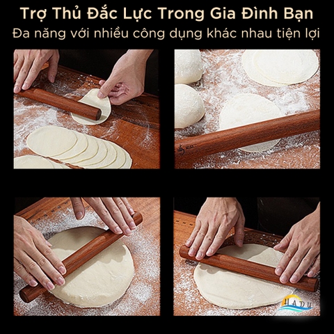 Cây Lăn Bột Gỗ Cẩm Lai SSGP, Dài 30cm, Chống Dính Tự Nhiên, Đạt Chất Lượng LFGB Đức