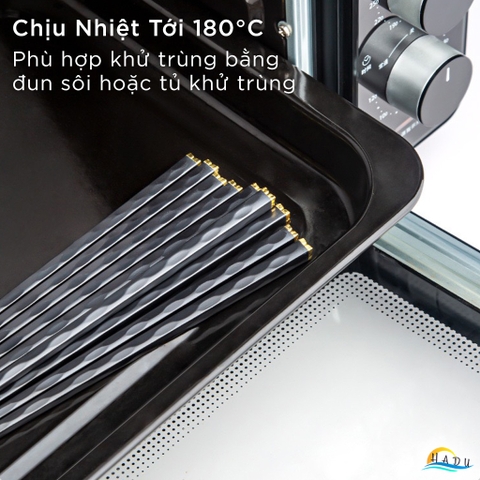 Bộ 5 Đôi Đũa Sợi Thủy Tinh HADU Họa Tiết Hoa Lấp Lánh, Chống Trơn, Chịu Nhiệt, 24.3cm