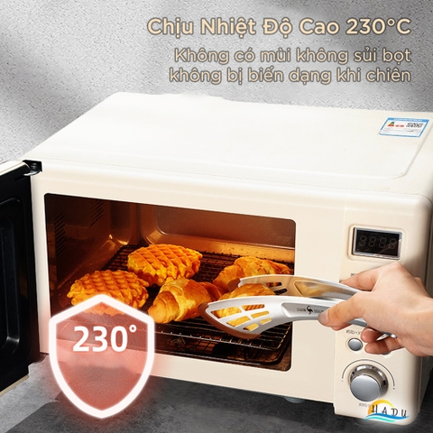 Kẹp Gắp Thức Ăn SSGP Inox và Silicone, Thoát Dầu, Chịu Nhiệt, 23cm, Đạt Chất Lượng LFGB Đức