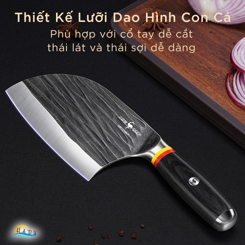 Dao Làm Bếp Cao Cấp Kiểu Nhật Bản Cán Gỗ Đạt Chất Lượng LFGB Đức SSGP