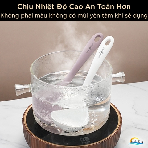 Muôi Múc Canh Silicone 21cm SSGP, Vá Canh Chống Dính Nhỏ Gọn Ăn Lẩu, Múc Cơm, Bảo Vệ Nồi Chảo
