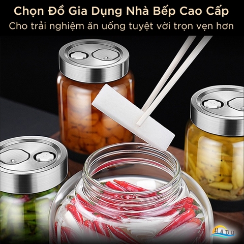 Hũ Thủy Tinh Muối Dưa SSGP, Có Van Xả Khí, Nắp Inox 304, Đạt Chất Lượng LFGB Đức