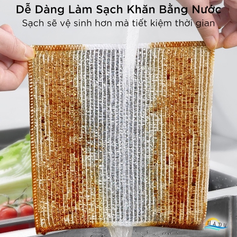 Khăn Lau Chén Đĩa Sợi Bạc Cao Cấp – Chống Dính Dầu, Sạch Nhanh, Bền Bỉ HADU