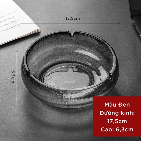 Gạt Tàn Thuốc Lá Thủy Tinh Mờ CCKO, Thiết Kế Sang Trọng, Để Bàn, Size 17.5cm, Nhiều Màu