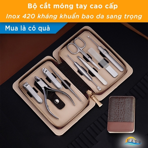 Bộ Cắt Móng Tay Chân Cao Cấp Mini Sắc Bén Bao Da PU Da Cá Sấu Sang Trọng SSGP
