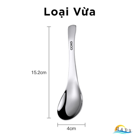 Thìa Ăn Phở Inox 304 CCKO, Đúc Nguyên Khối, Sang Trọng, Nhiều Size