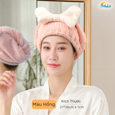 Mũ Trùm Đầu Thấm Nước Cao Cấp – Polyester Cotton San Hô Lông Cừu, Chăm Sóc Tóc, Thấm Nước 280g/m2, Bảo Vệ Tóc Hiệu Quả HADU