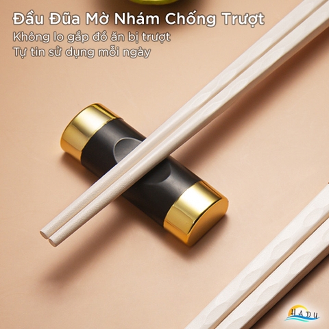 Bộ 5 Đôi Đũa Sợi Thủy Tinh HADU Họa Tiết Hoa Anh Đào, Chống Trơn, Chống Mốc, 24.3cm, Màu Trắng