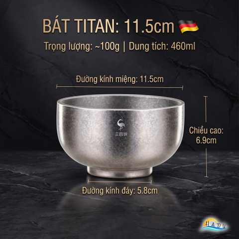 Bát Titan Cách Nhiệt 2 Lớp SSGP, Nguyên Chất, Siêu Nhẹ 100g, 11.5cm, Đạt Chất Lượng LFGB Đức