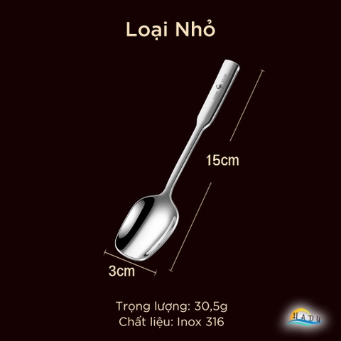 Thìa Ăn Cơm SSGP Inox 316 Kháng Khuẩn, Size Nhỏ 15cm, Đạt Chất Lượng LFGB Đức