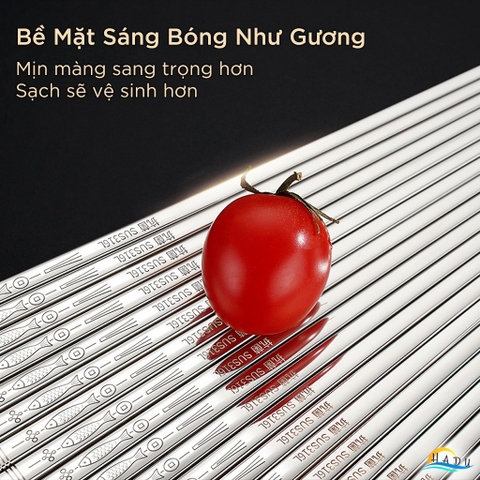 Bộ 10 Đôi Đũa Inox 316L SSGP, Kháng Khuẩn, Cách Nhiệt, Chống Trượt, Dài 23cm, Đạt Chất Lượng LFGB Đức