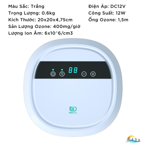 Máy Khử Độc Thực Phẩm & Lọc Không Khí HADU 2 trong 1, Ozone 400mg/h và Ion Âm