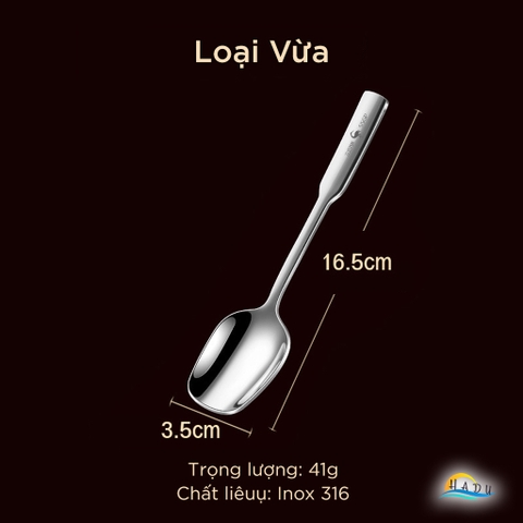 Thìa Ăn Cơm SSGP Inox 316 Kháng Khuẩn, Size Nhỏ 15cm, Đạt Chất Lượng LFGB Đức