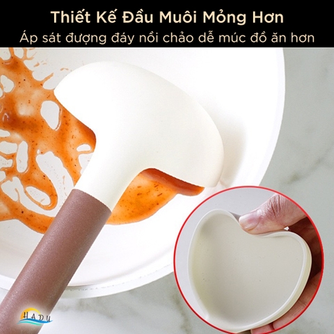 Muôi Múc Canh Silicone Không Trầy Xước Nồi, Lõi Thép, Chịu Nhiệt, 29cm, Đạt Chất Lượng LFGB Đức