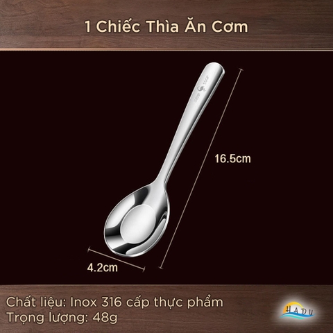 Thìa Muỗng Inox 316 Cao Cấp SSGP, Thìa Muỗng Ăn Cơm Phở Kháng Khuẩn Đạt Chất Lượng LFGB Đức