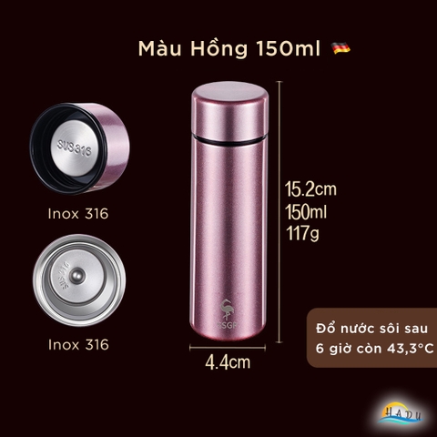 Bình Giữ Nhiệt Mini SSGP 150ml, Lõi Inox 316L, Kháng Khuẩn, Nhiều Màu