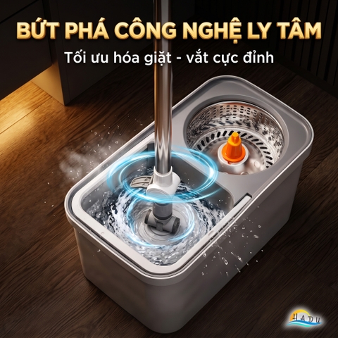 Bộ Lau Nhà Xoay 360° CCKO, Tự Giặt và Vắt Thông Minh, Kèm 2 Bông Lau Microfiber