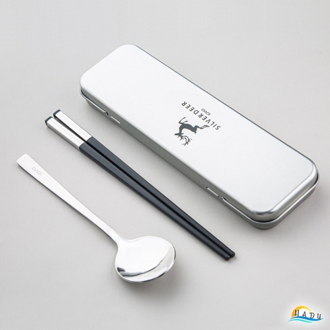 Bộ Thìa Đũa Cá Nhân Văn Phòng Inox Có Hộp Không Gỉ Cao Cấp Đạt Chất Lượng Đức HADU
