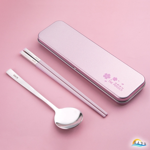 Bộ Thìa Đũa Cá Nhân Văn Phòng Inox Có Hộp Không Gỉ Cao Cấp Đạt Chất Lượng Đức HADU
