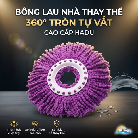 Bông lau nhà thay thế cây lau 360 dày dặn thấm hút tốt HADU HDS019