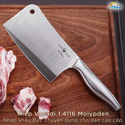 Bộ 2 Dao Bếp SSGP Thép Đức 1.4116, Gồm Dao Chặt và Dao Thái, Độ Cứng 58HRC, Đạt Chất Lượng LFGB Đức