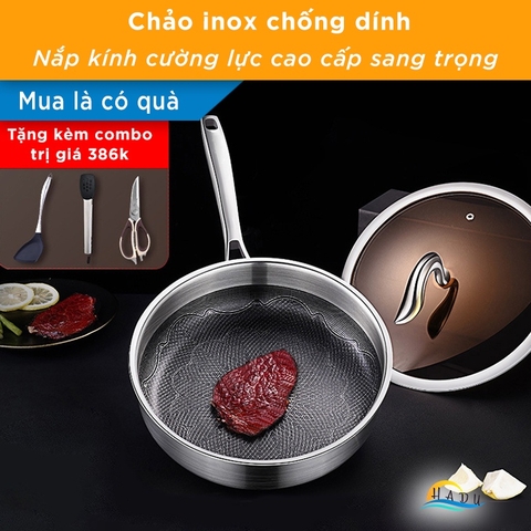 Chảo Chống Dính Lòng Sâu Bếp Từ SSGP 26cm, Thân Inox 316, Phủ Dupont Mỹ, Đáy 5 Lớp, Đạt Chất Lượng LFGB Đức