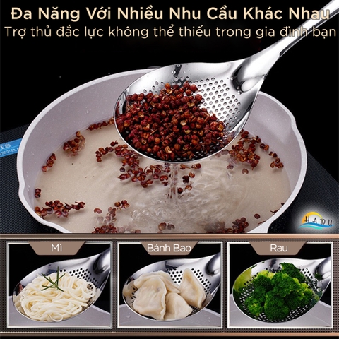 Muôi Múc Canh Inox 304 SSGP, Lòng Sâu, Tay Cầm Rộng Chống Trượt, Đạt Chất Lượng LFGB Đức