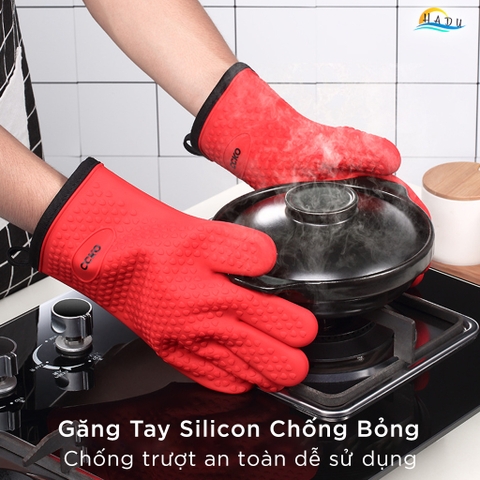 Găng Tay Silicone Cao Cấp Chịu Nhiệt 230°C, Chống Nóng, Dễ Vệ Sinh, Thiết Kế An Toàn Cho Nấu Ăn CCKO