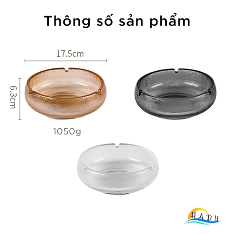 Gạt Tàn Thuốc Lá Thủy Tinh Mờ CCKO, Thiết Kế Sang Trọng, Để Bàn, Size 17.5cm, Nhiều Màu