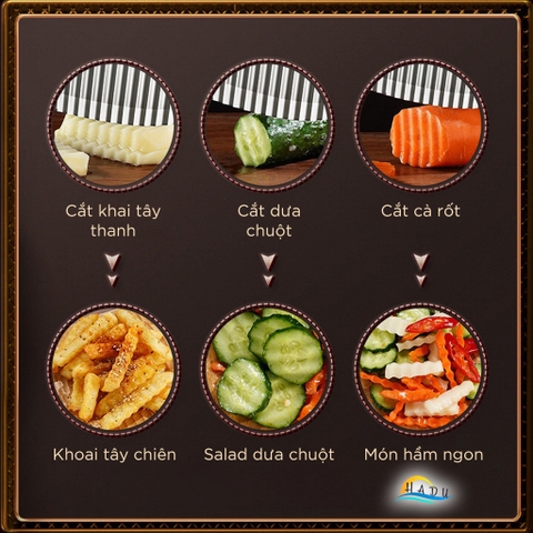 Dao Lượn Sóng Inox 304 Cao Cấp – Lưỡi Sắc Bén, Tay Cầm Gỗ, Cắt Rau Củ Trái Cây Đẹp Mắt, Đạt Chuẩn LFGB Đức SSGP