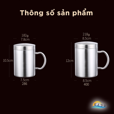 Cốc Giữ Nhiệt Coffee Mini Có Nắp Inox 304 Cao Cấp Đạt Chất Lượng Đức SSGP
