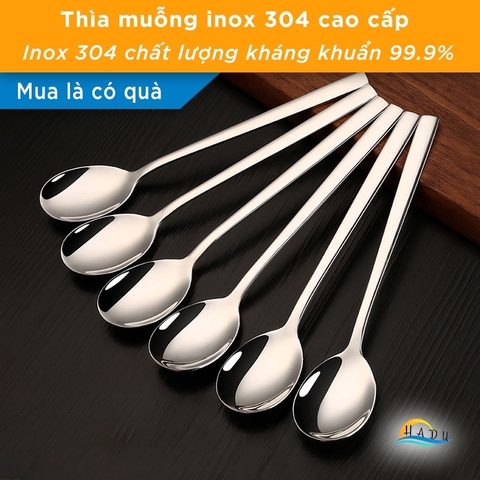 Bộ 6 Thìa Cà Phê Inox 304 SSGP, Cán Dày 3.5mm, Đánh Bóng Gương, Dài 15.3cm, Đạt Chất Lượng LFGB Đức