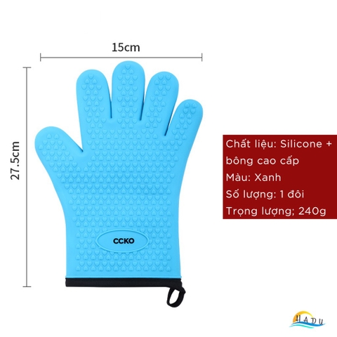Găng Tay Silicone Cao Cấp Chịu Nhiệt 230°C, Chống Nóng, Dễ Vệ Sinh, Thiết Kế An Toàn Cho Nấu Ăn CCKO