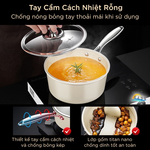 Nồi Chống Dính Bếp Từ SSGP 18cm 20cm, Gốm Titan, Phủ Ceramic Greblon, Đạt Chất Lượng LFGB Đức