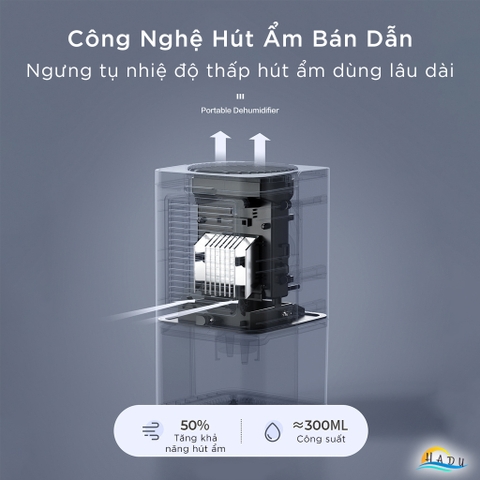 Máy Hút Ẩm Mini OIDIRE, Hút 300ml/Ngày, Bình Chứa 1.2L, Tiết Kiệm Điện, Cho Phòng Ngủ 30m²