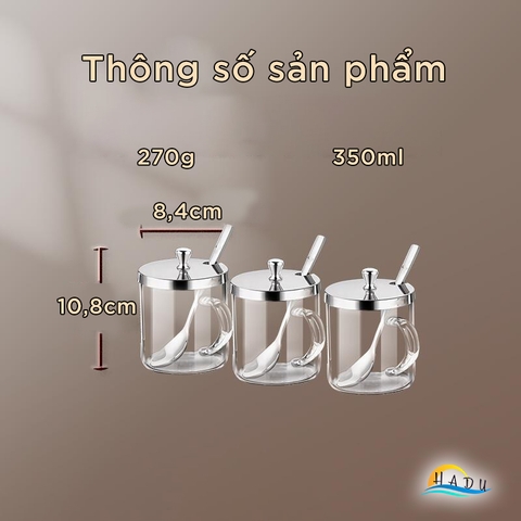 Bộ Đựng Gia Vị Nhà Bếp Thủy Tinh Cao Cấp Kèm Thìa Đạt Chất Lượng Đức SSGP