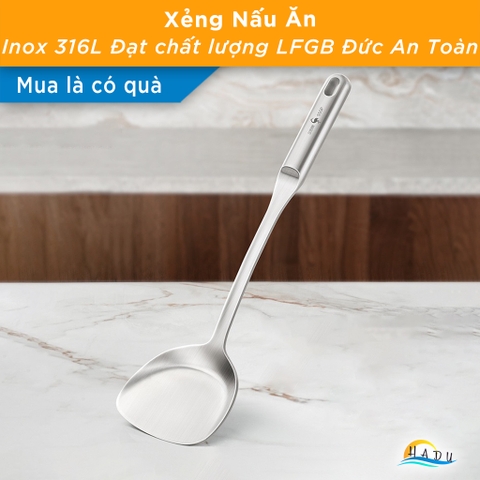 Xẻng Nấu Ăn Inox 316L Đúc Nguyên Khối SSGP, Sạn Xào Cán Rỗng Cách Nhiệt Chống Nóng, Đạt Chất Lượng LFGB Đức
