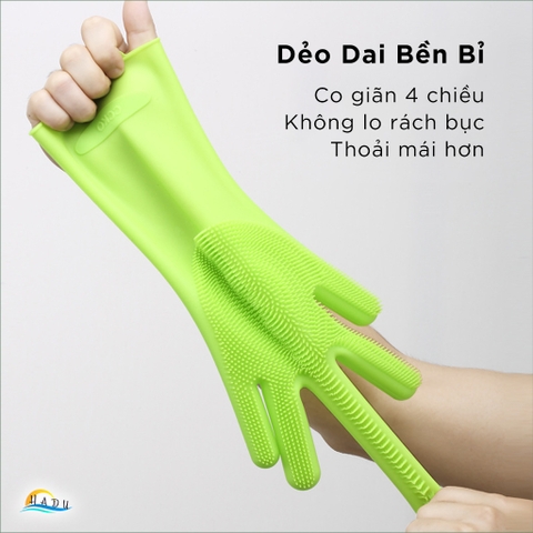 Găng Tay Silicone Cao Cấp FDA, Chịu Nhiệt, Chống Trượt, Đa Năng Rửa Chén, Nồi, Chảo, Thực Phẩm, Tạo Bọt Nhanh CCKO