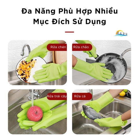 Găng Tay Silicone Cao Cấp FDA, Chịu Nhiệt, Chống Trượt, Đa Năng Rửa Chén, Nồi, Chảo, Thực Phẩm, Tạo Bọt Nhanh CCKO