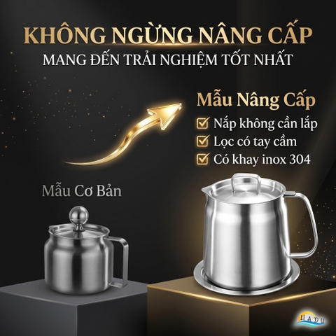 Bình Ca Lọc Dầu Ăn Inox 304 Cao Cấp Có Khay Hứng Tiện Lợi Đạt Chất Lượng LFGB SSGP