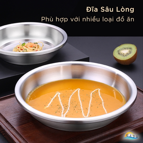 Đĩa Inox 304 Sâu Lòng SSGP, Chống Trầy, Xếp Chồng Gọn, Nhiều Size, Đạt Chất Lượng LFGB Đức